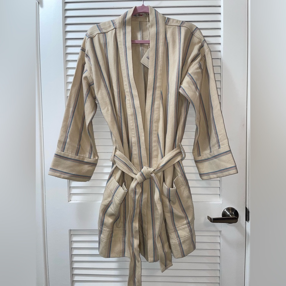 Faherty • Palm Springs Robe in Cayucos Stripe Linen Blend Size L • NWT - Picture 2 of 5